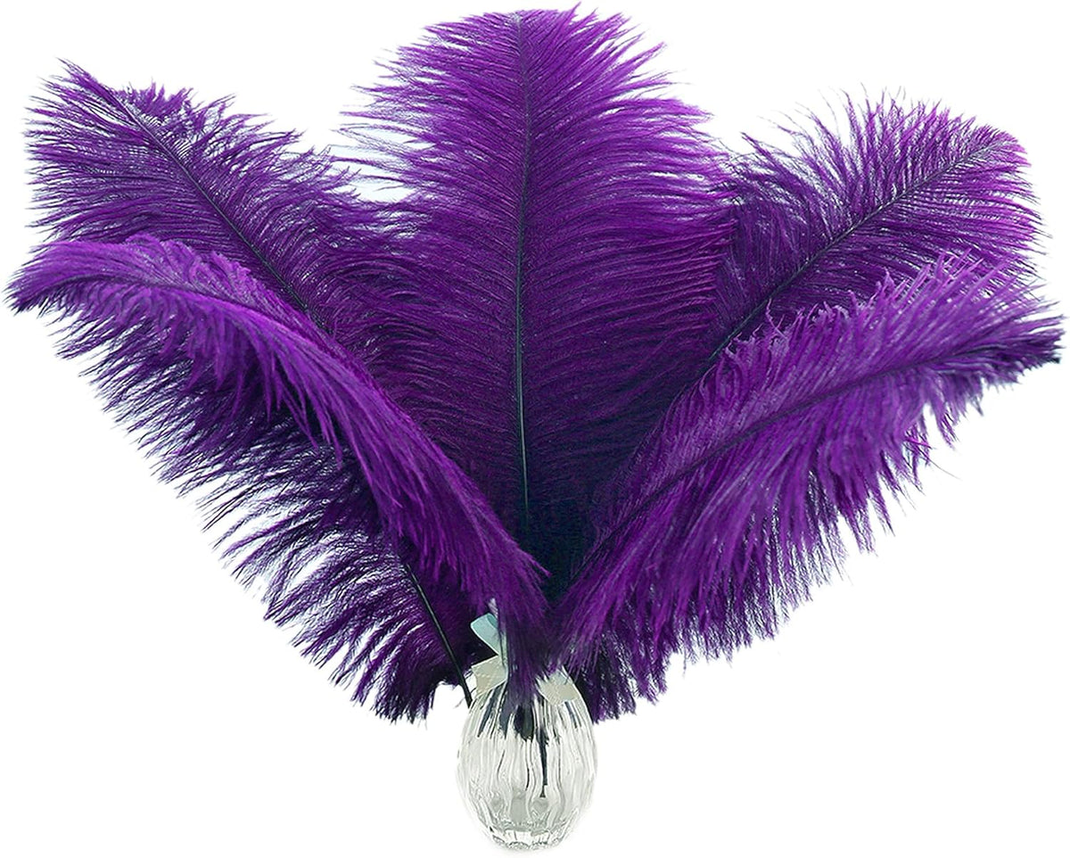Ballinger Purple Ostrich Feathers Bulk - 24Pcs 8-10inch Feathers for Vase, Party Centerpieces Mardi