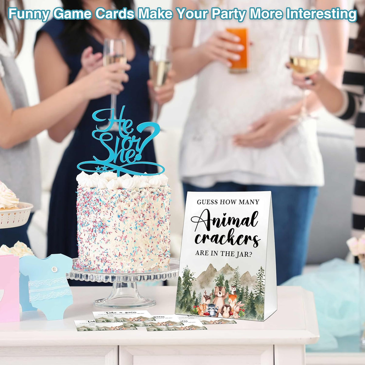 Woodland Baby Shower Game, Guess How Many Animal Crackers, Jungle Animal Safari 1 Standing Sign