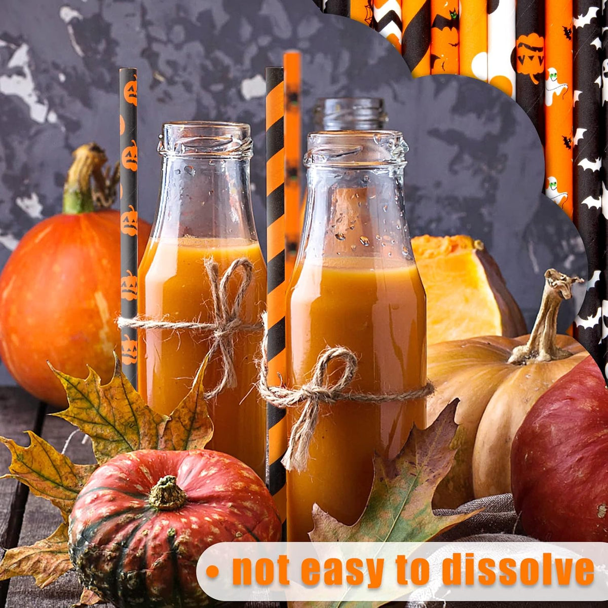 HANSGO Halloween Paper Straws, 180PCS Paper Drinking Straws Bulk for Decorating Halloween Party