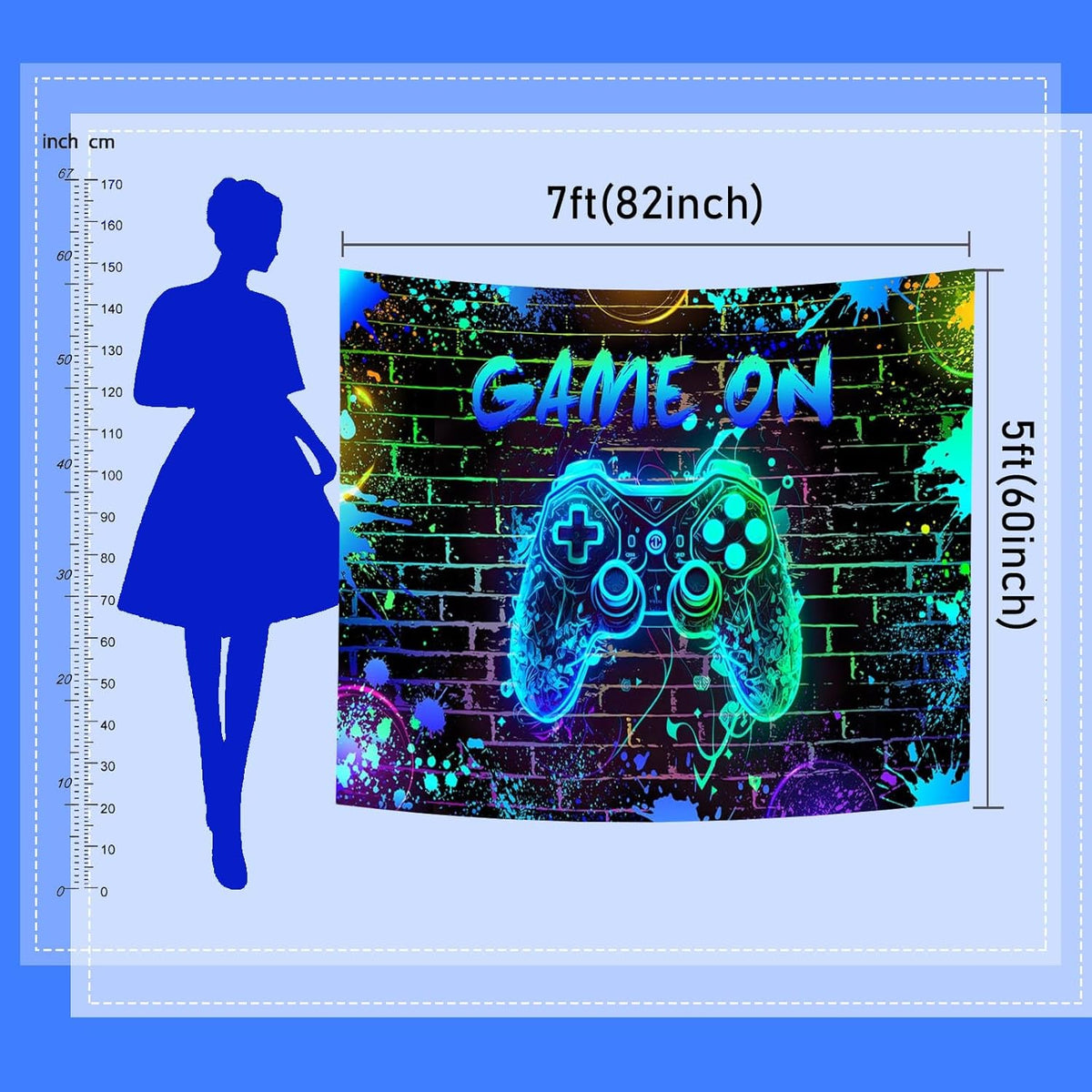 Mocsicka Game On Backdrop Video Game for Boys Level Up Birthday Party Decoration Game Night Arcade