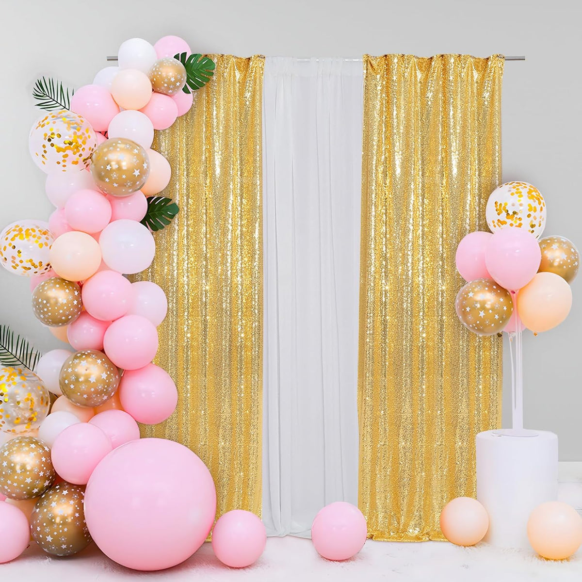 Eternal Beauty Sequin Backdrop Curtains, 2x8 Ft-2 Panels Gold Back Drop for Shimmer Photography