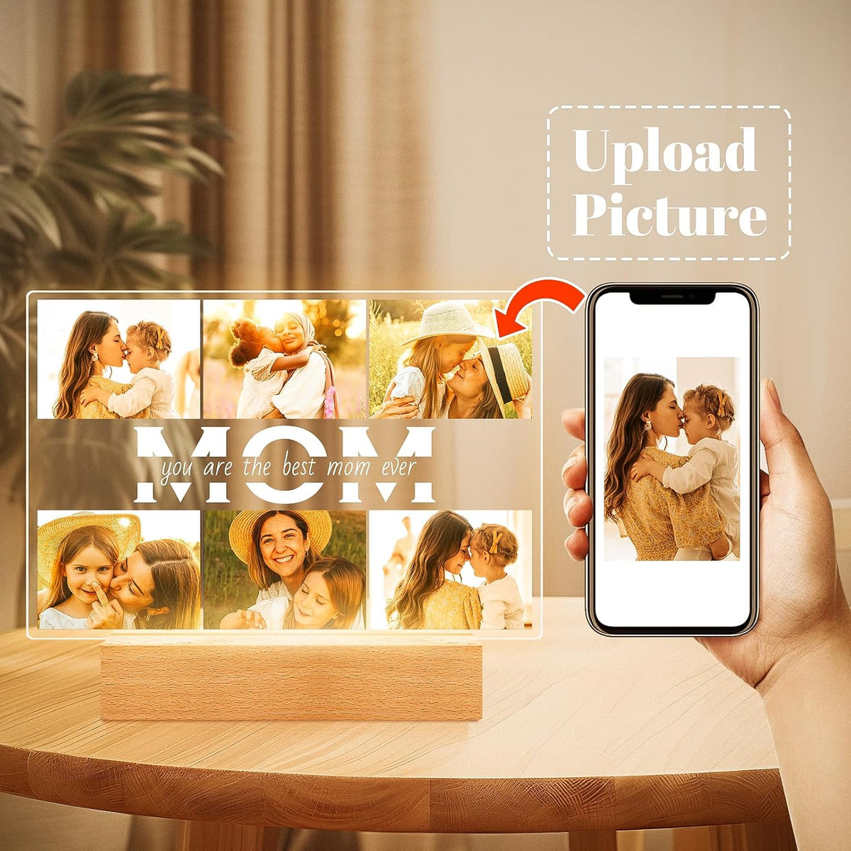 Personalized Gifts for Mom from Daughter Son, Custom Picture Frames with Photos, Customized Photo