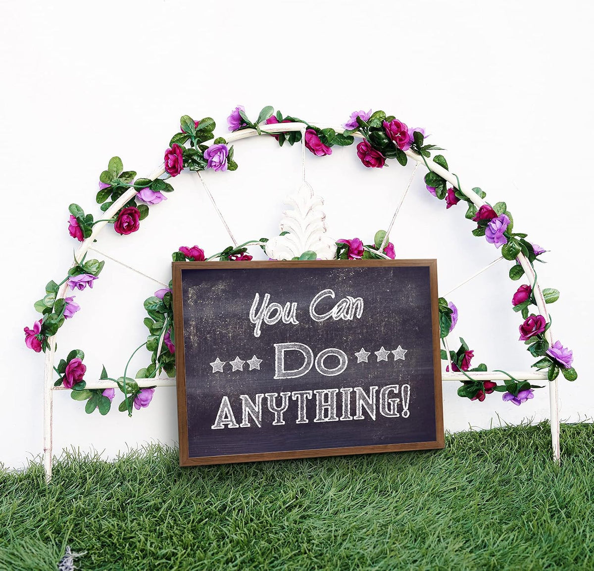 6 Pcs x 8.2 ft Flower Garland Artificial Rose Vine Flowers with Green Leaves Hanging Fake Roses
