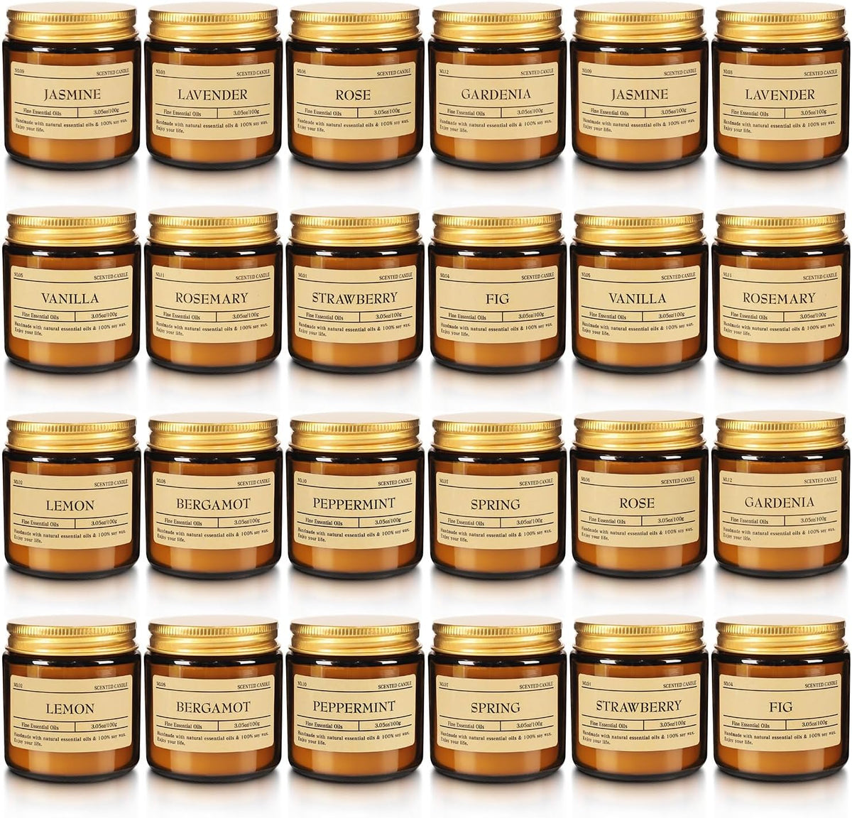 Scented Candle Set 24 Pack, Candle for Home Scented, Odor Eliminating, Stress Relief, Long Lasting