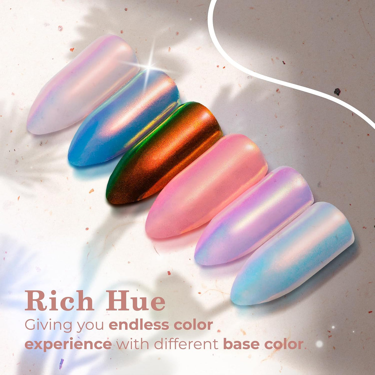 Pretty Diva Mermaid Chrome Nail Powder - Unicorn Chrome Nails Powder Aurora Iridescent Powder