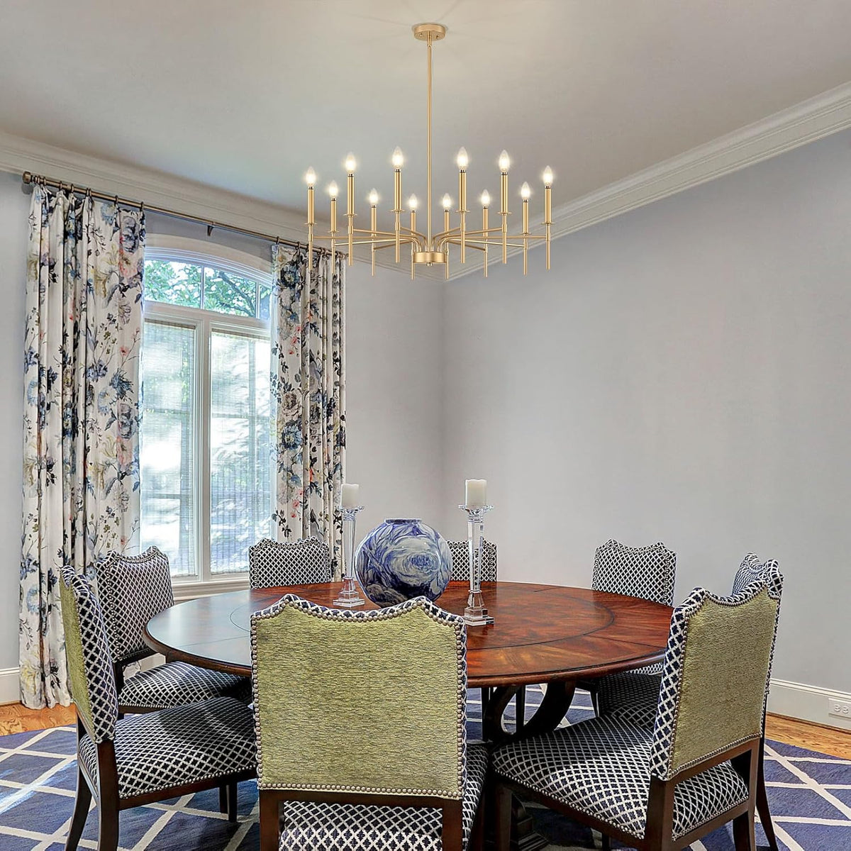 12 Light Gold Chandelier Light Fixture, Modern Farmhouse Chandeliers for Dining Room Light Fixture