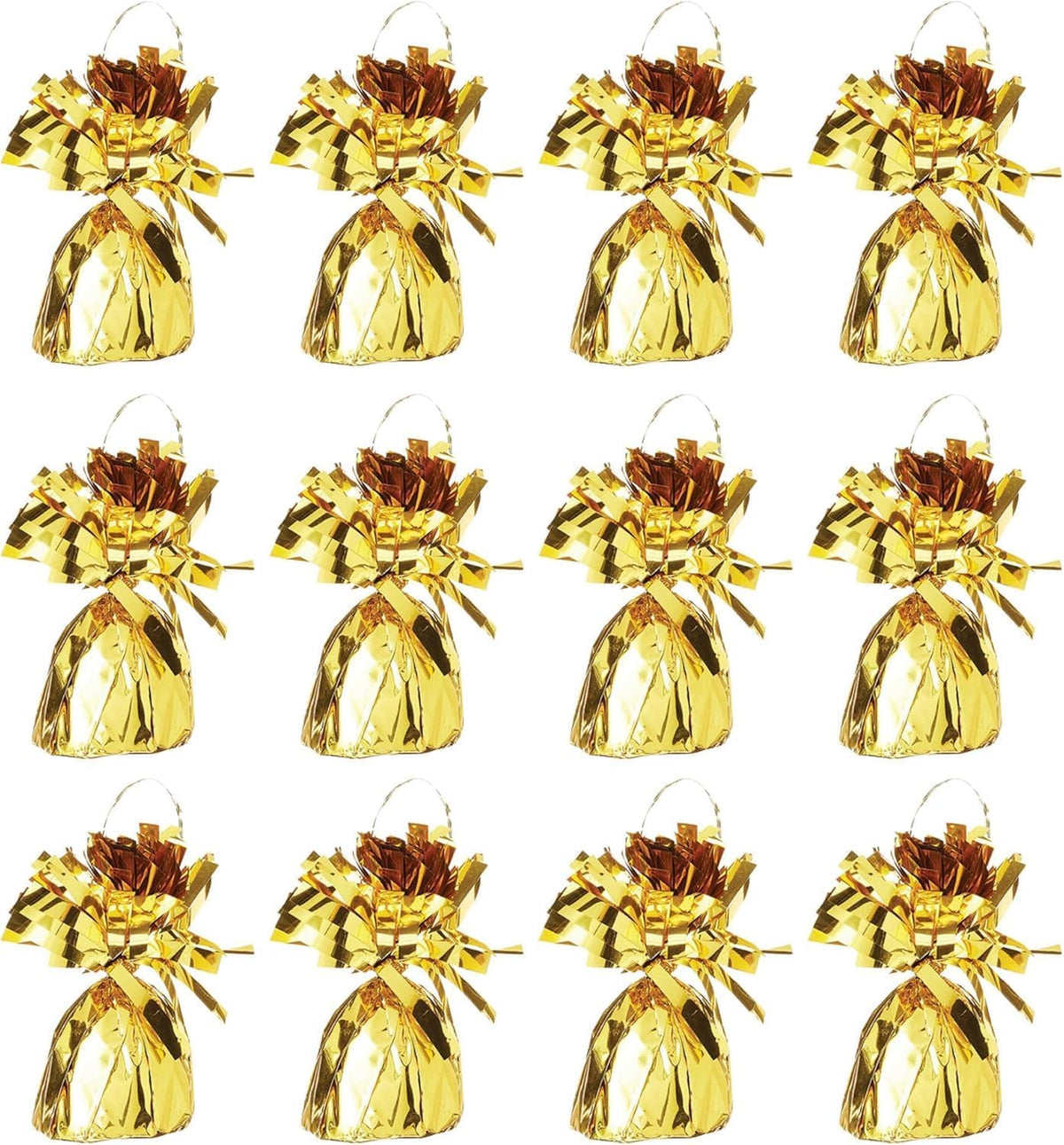 ROYALHOUSE Metallic Plastic Wrapped Balloon Weights for Party Decorations, 12 Pcs (Gold)