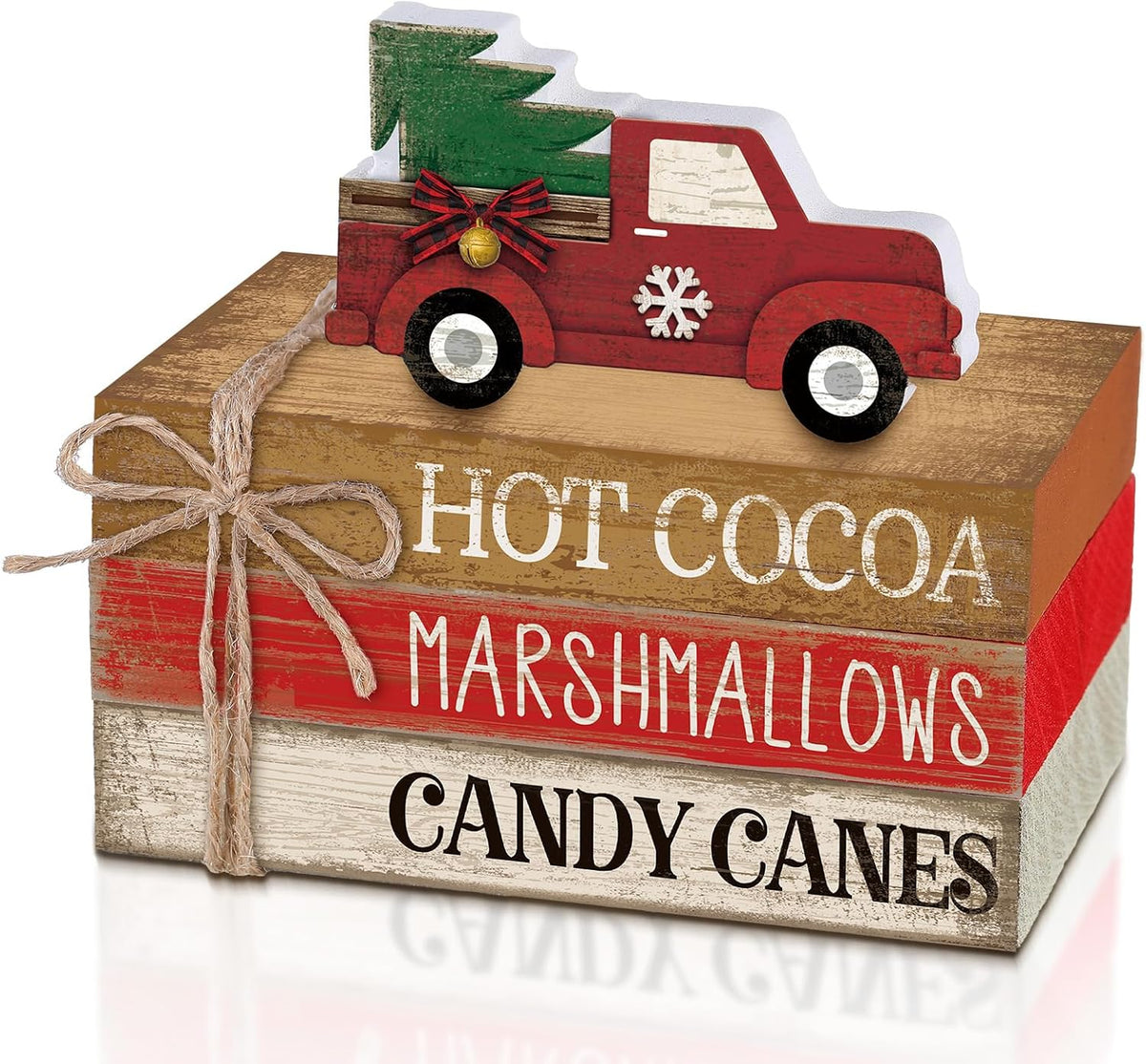 4 Pcs Christmas Table Decorations Red Truck Winter Tiered Tray Decorations Rustic Merry Christmas