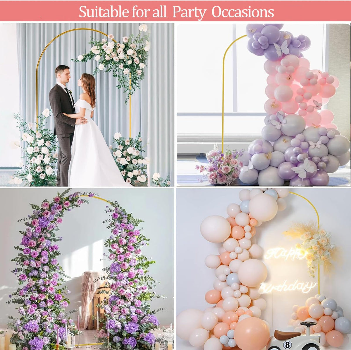 7.2 FT Arch Backdrop Stand for Parties, Balloon Arch Stand, Wedding Arch Backdrop Stand, Ideal for