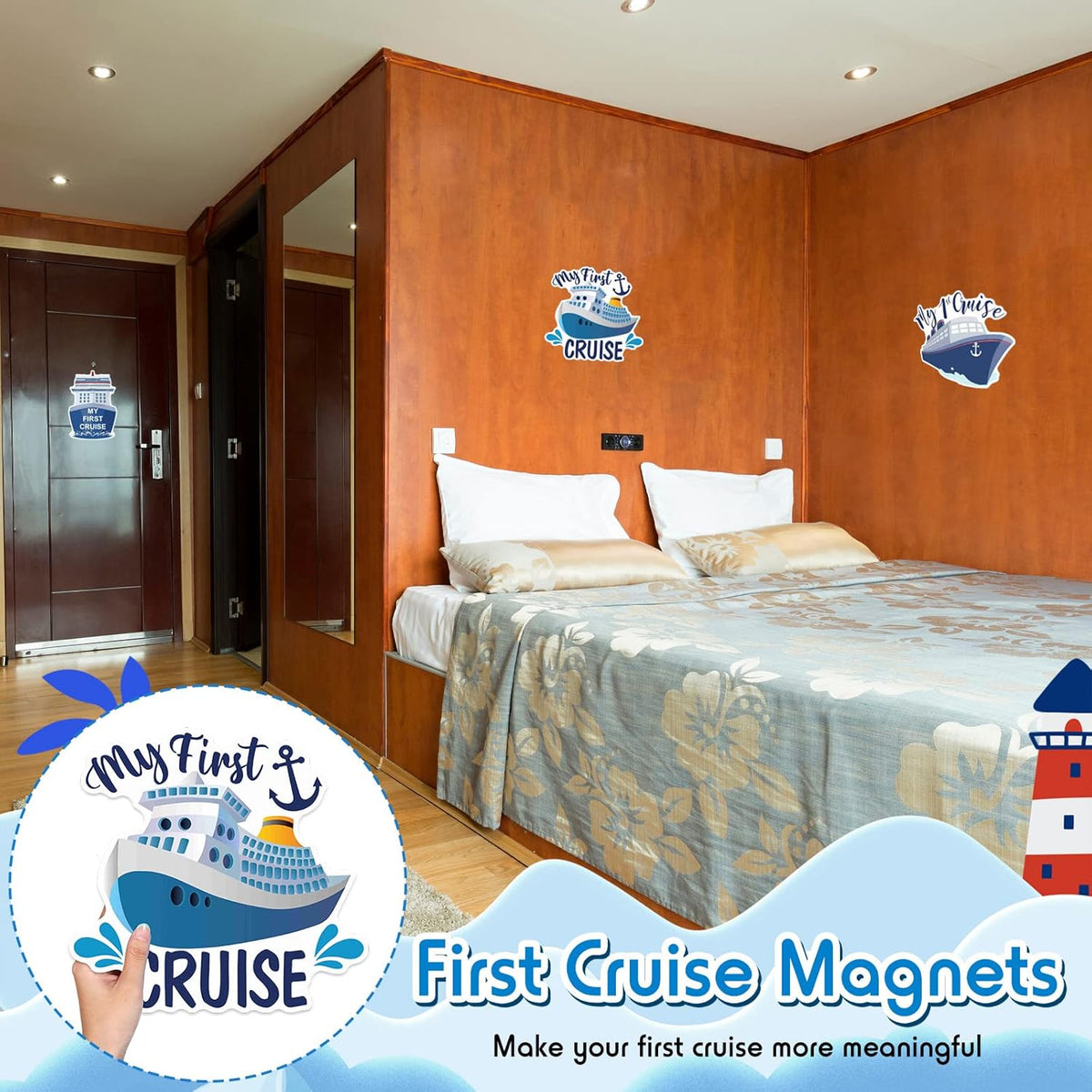 Hoteam 4 Pcs My First Cruise Door Decorations Magnetic Large My 1st Cruise Door Magnets Decor Funny