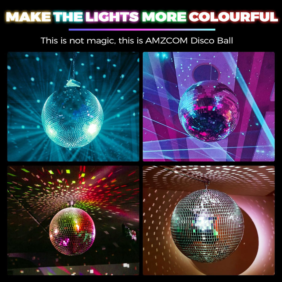 16inch Large Mirror Disco Ball - Hanging Big Disco Ball for Party Decorations, DJ Clubs, Weddings