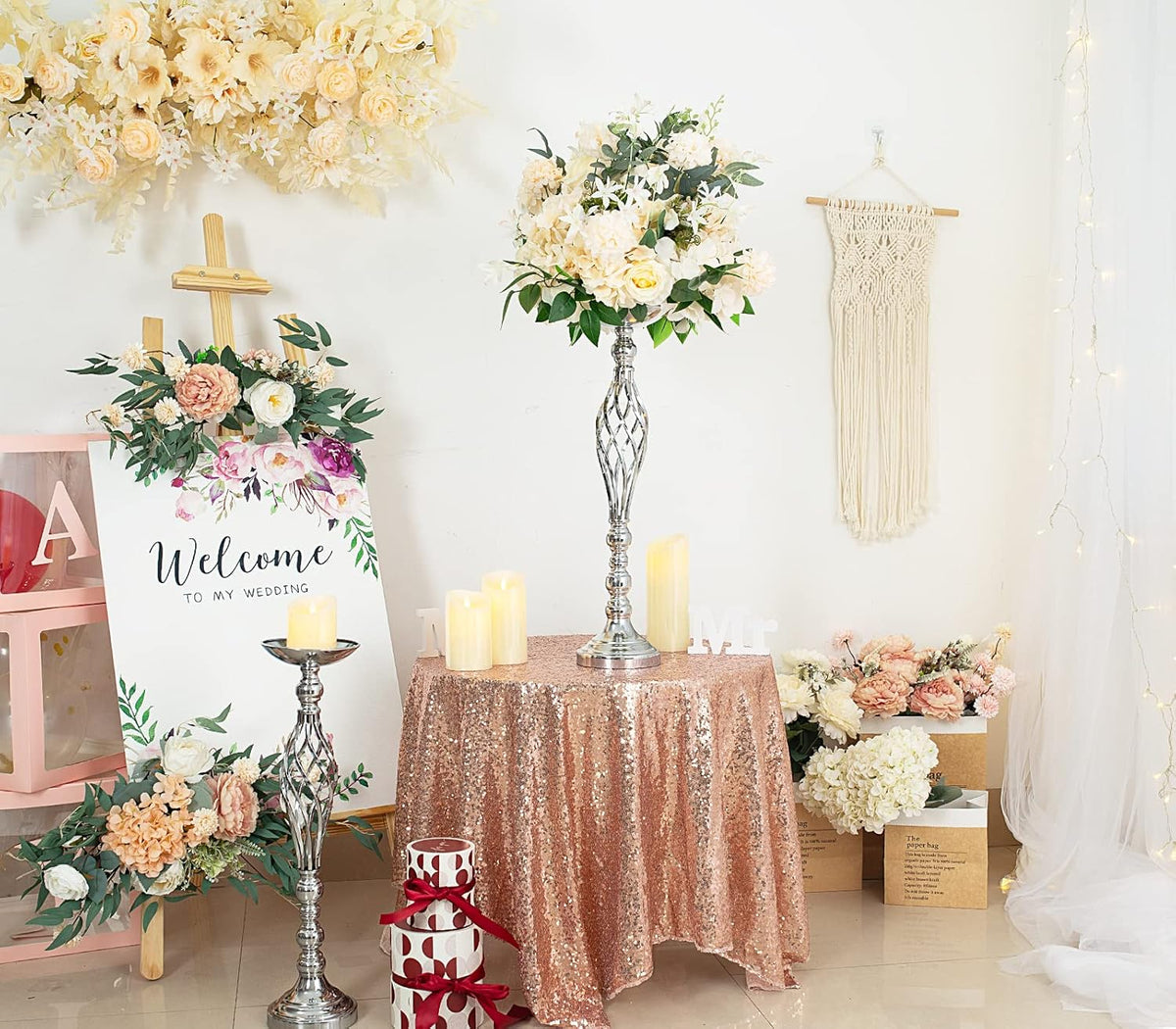 Twist Candleholder Stands & Metal Centerpieces for Reception Tables - Wedding Flower Arrangement