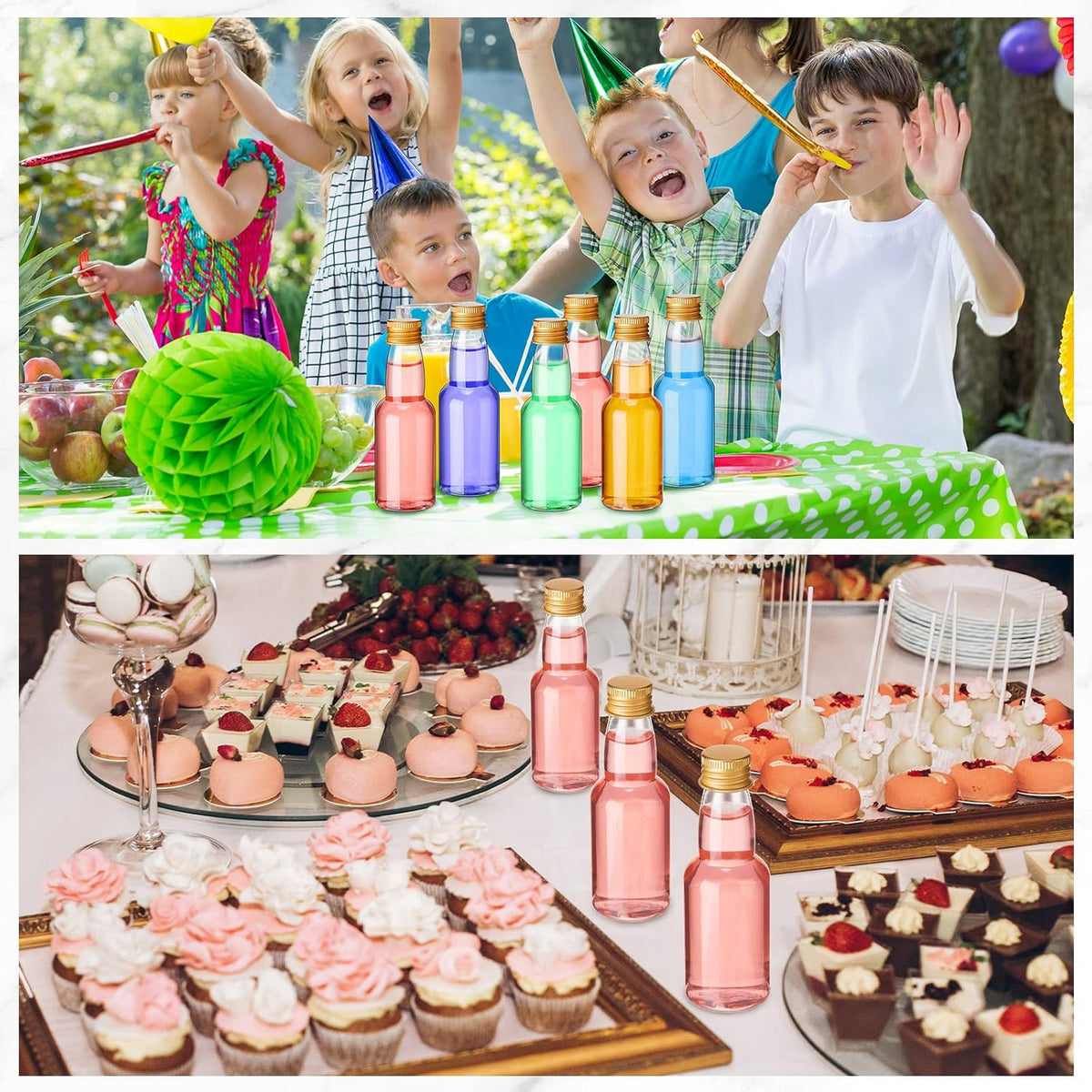 120 Pcs Mini Liquor Bottles Airtight Shot Miniature Empty Plastic Alcohol Spirit Shot Bottles with