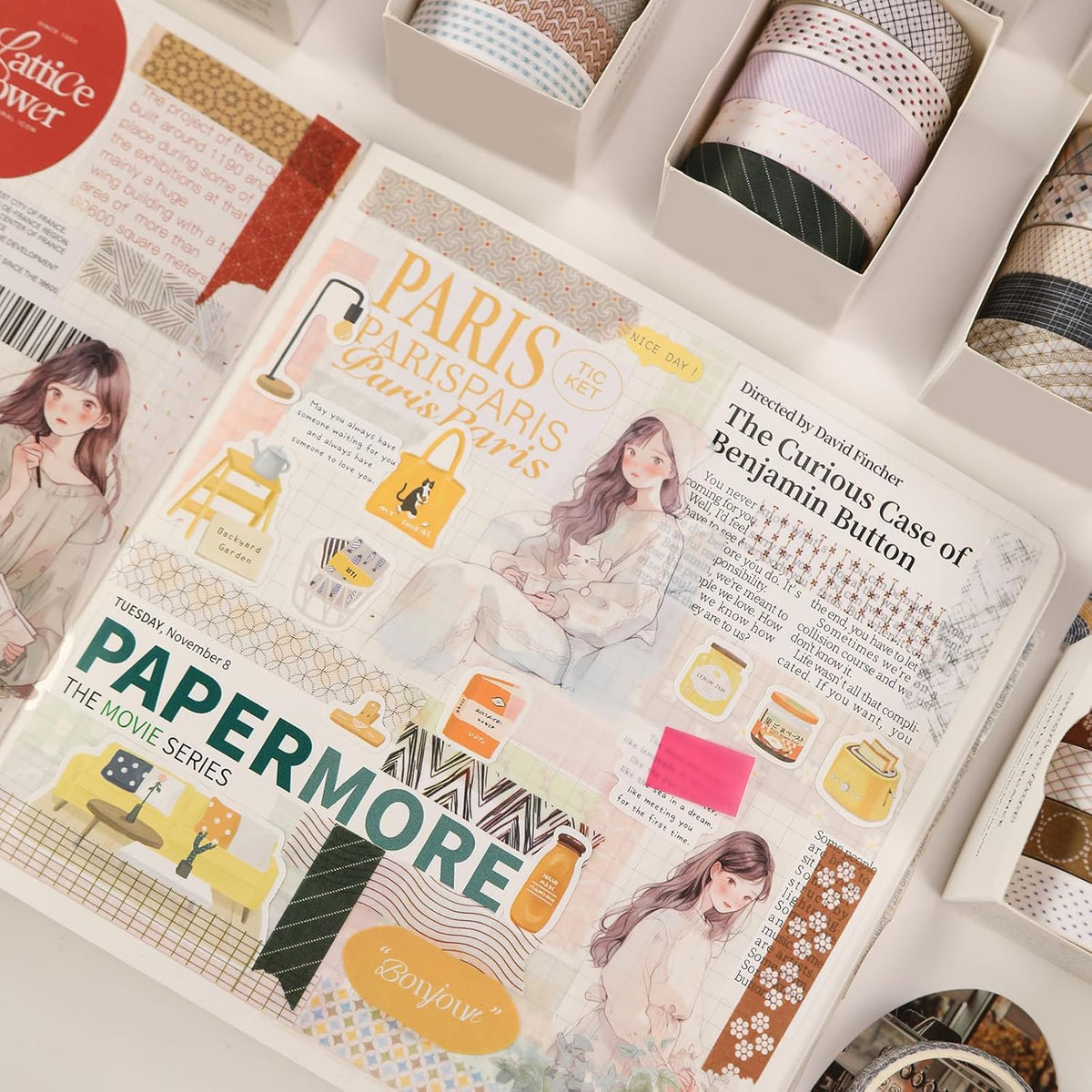 YUBBAEX 60 Rolls Value Washi Tape Pack Retro Arts Masking Tape Basic Patterns Decorative for DIY
