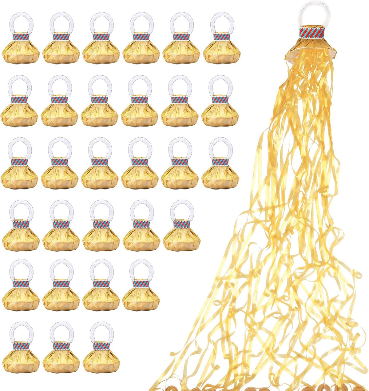 Confetti Poppers, 30Pack Plastic No Mess Streamers, Party Poppers for