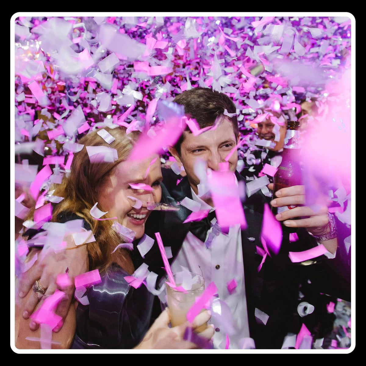 Pink Biodegradable Confetti - Rectangular Fluttering Tissue Paper Confetti for Cannon and Launcher