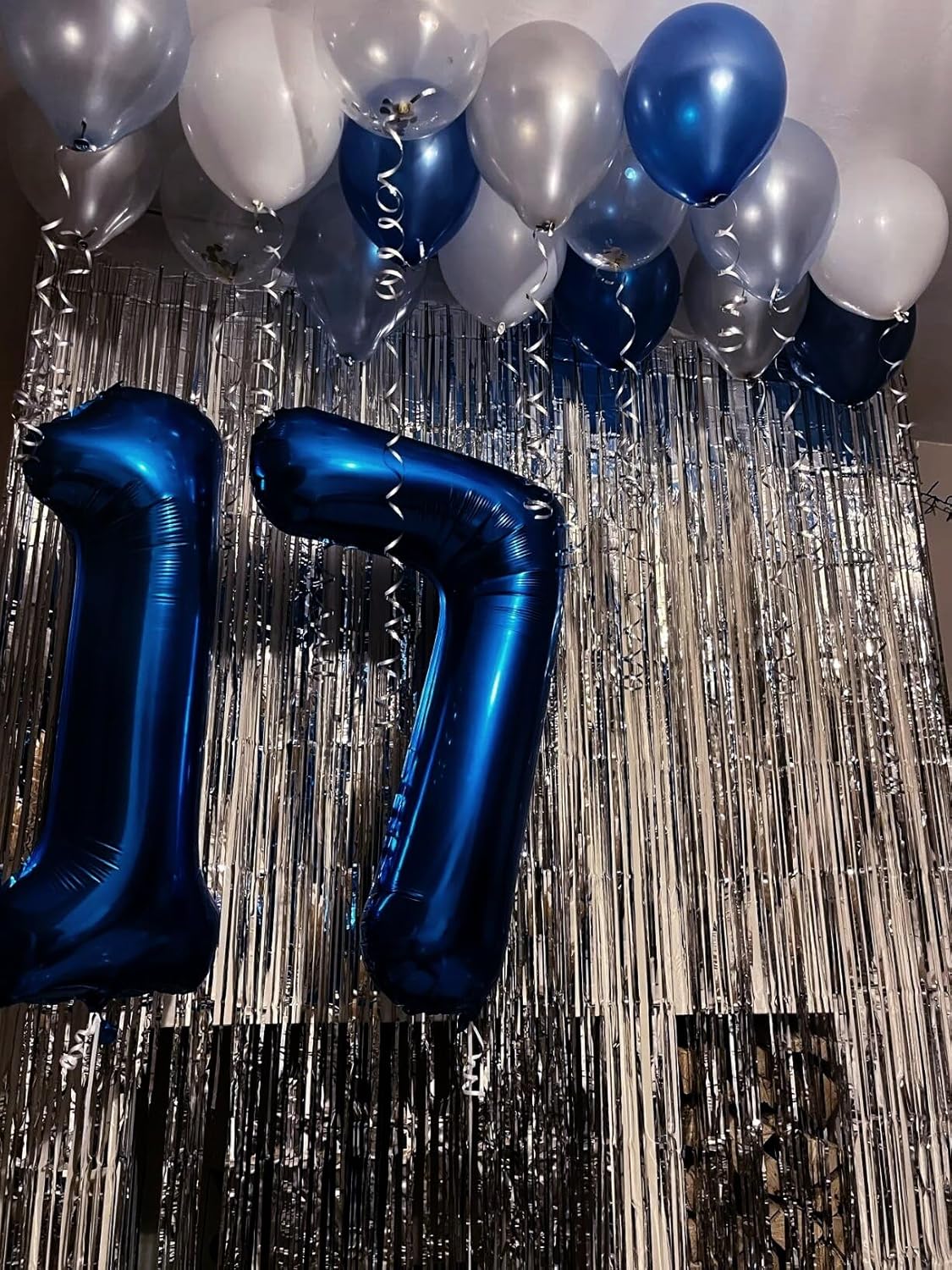 Digital Number 7 Night Blue Birthday Balloon 40 Inch, Foil Balloons for 7 17 27 70 77 Party