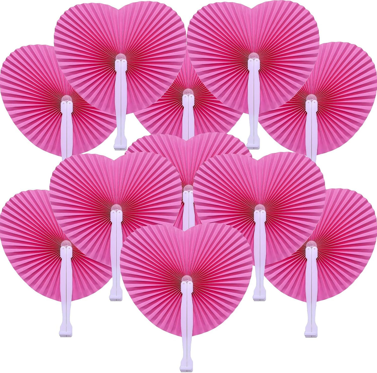 12 Packs Decorative Paper Folding Hand Fans Handheld,Silver Heart Foldable Wedding Fans Chinese and