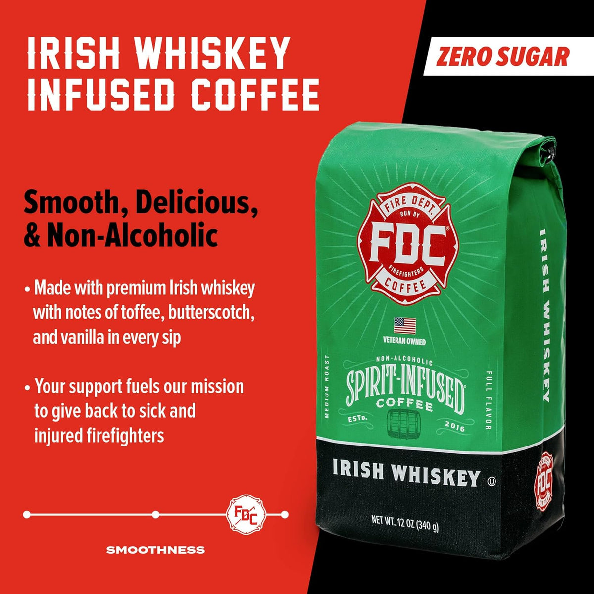 Fire Department Coffee - Gives Back to Firefighters - Irish Whiskey Infused Coffee Beans - Medium