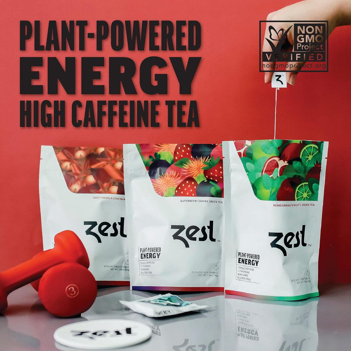 Zest Energy Tea Bags Variety Pack - High Caffeine Black & Green Tea Sampler - Caffeinated Coffee