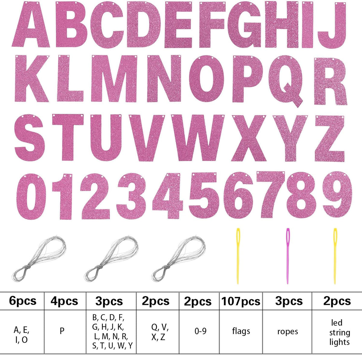 TaoBary 112 Pcs DIY Letter Custom Banner Glitter Customizable Banner Kit Including 107 Letters and