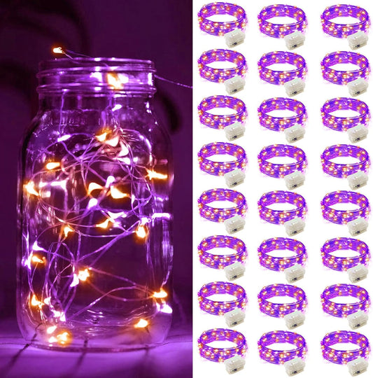 ZGWJ 24 Pack Halloween Fairy Lights Battery Operated, 7ft 20 Mini LED Halloween Fairy String Lights
