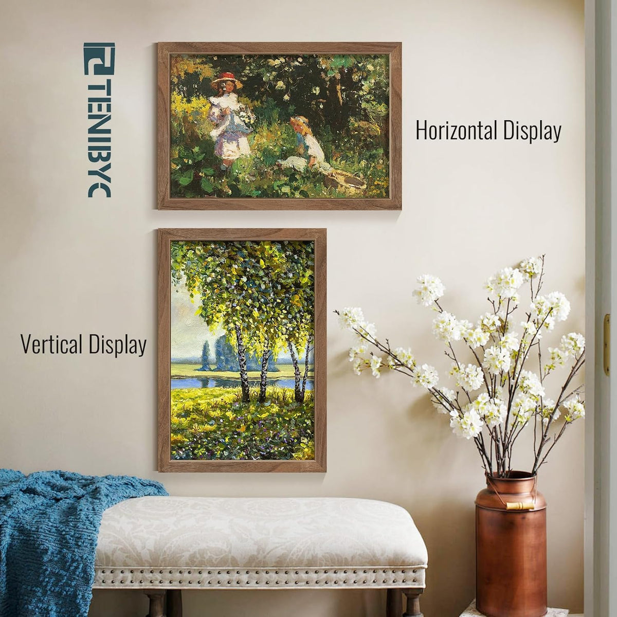 12x18 Frame Set of 4, Brown Grain, Walnut Wood & HD Tempered Glass, 12x18 Poster Picture Frame