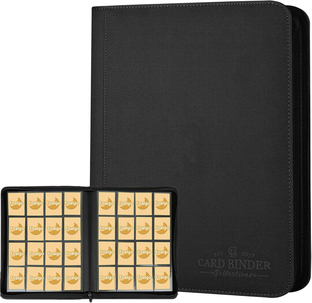 Trading Card Binder 16 Pocket, Foalgo PU Cover Card Binder for 1000+ Cards, Premium Trading Card