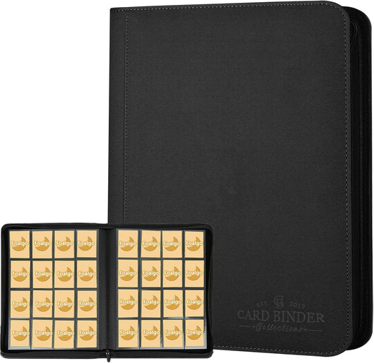 Trading Card Binder 16 Pocket, Foalgo PU Cover Card Binder for 1000+ Cards, Premium Trading Card