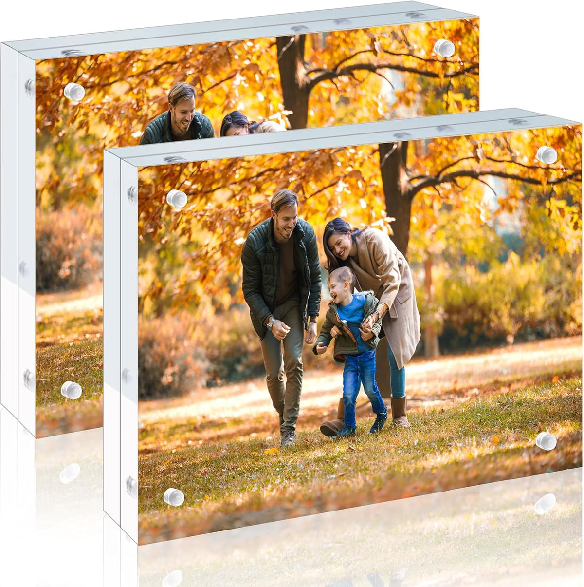 2 Pack 5x7 Acrylic Picture Frames - 20% Thicker Double Sided Magnetic Frame with UV Protection