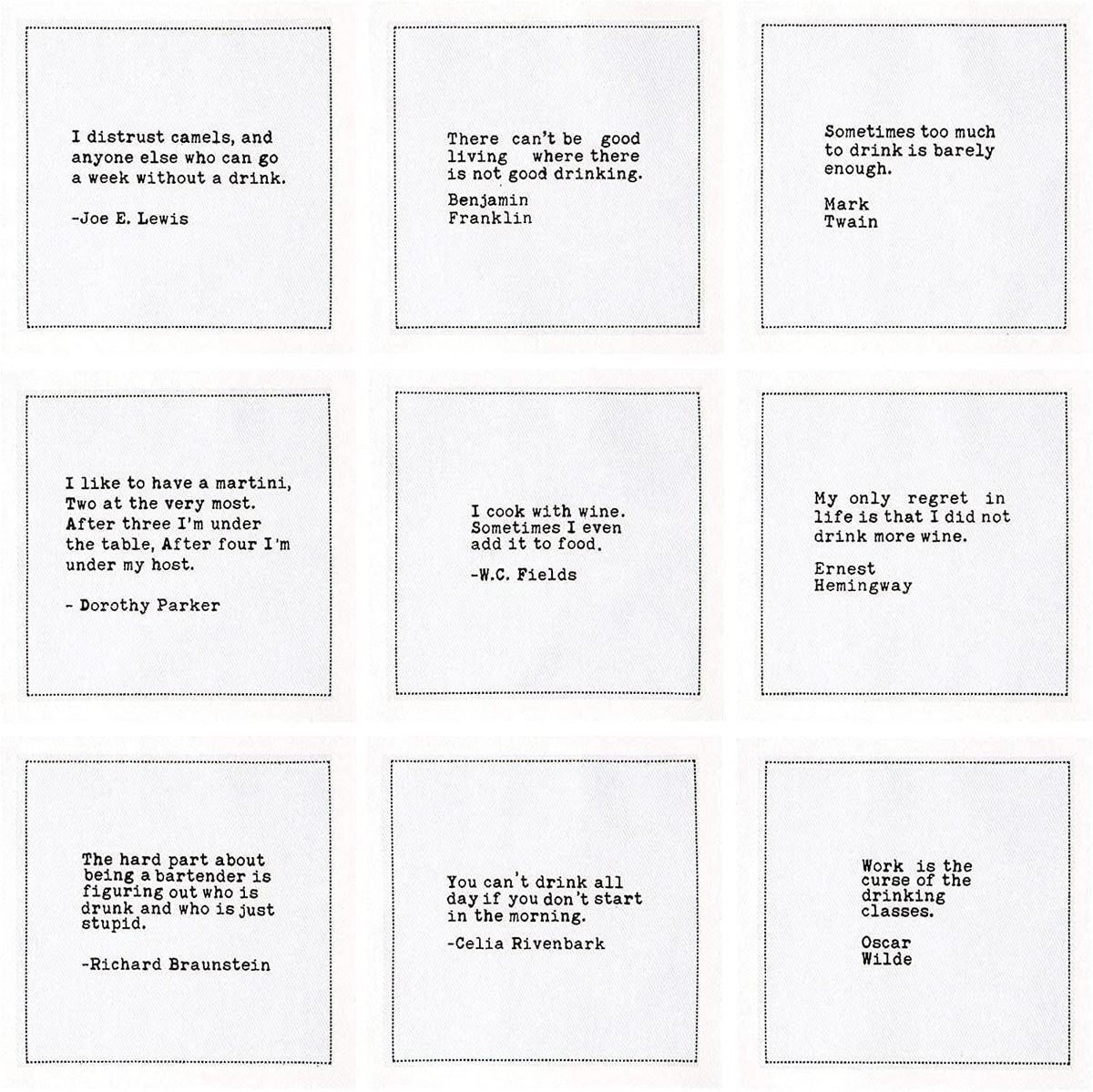 Five Star Napkins Drinking Quotes, White Cotton Cocktail Napkins, Beverage Napkins, Bar Napkins
