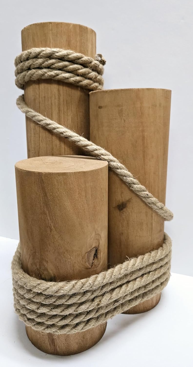Set of 3 Nautical Wood Piling Decorations – Real Wooden Pier Posts for Coastal, Marine, or Nautical