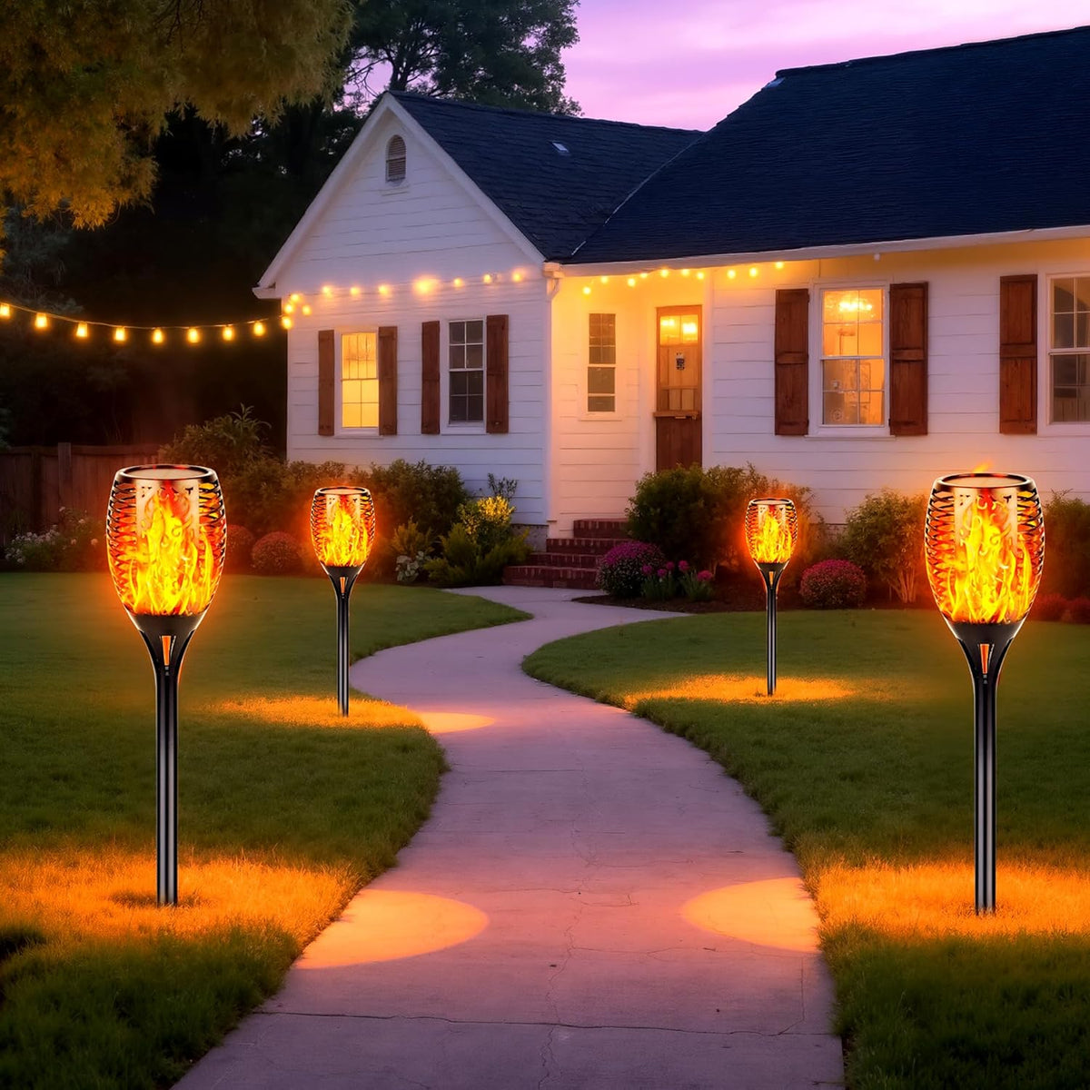 Walensee Solar Tiki Torches with Flickering Flame,96 LED Solar Torch Lights Outdoor Waterproof,43"