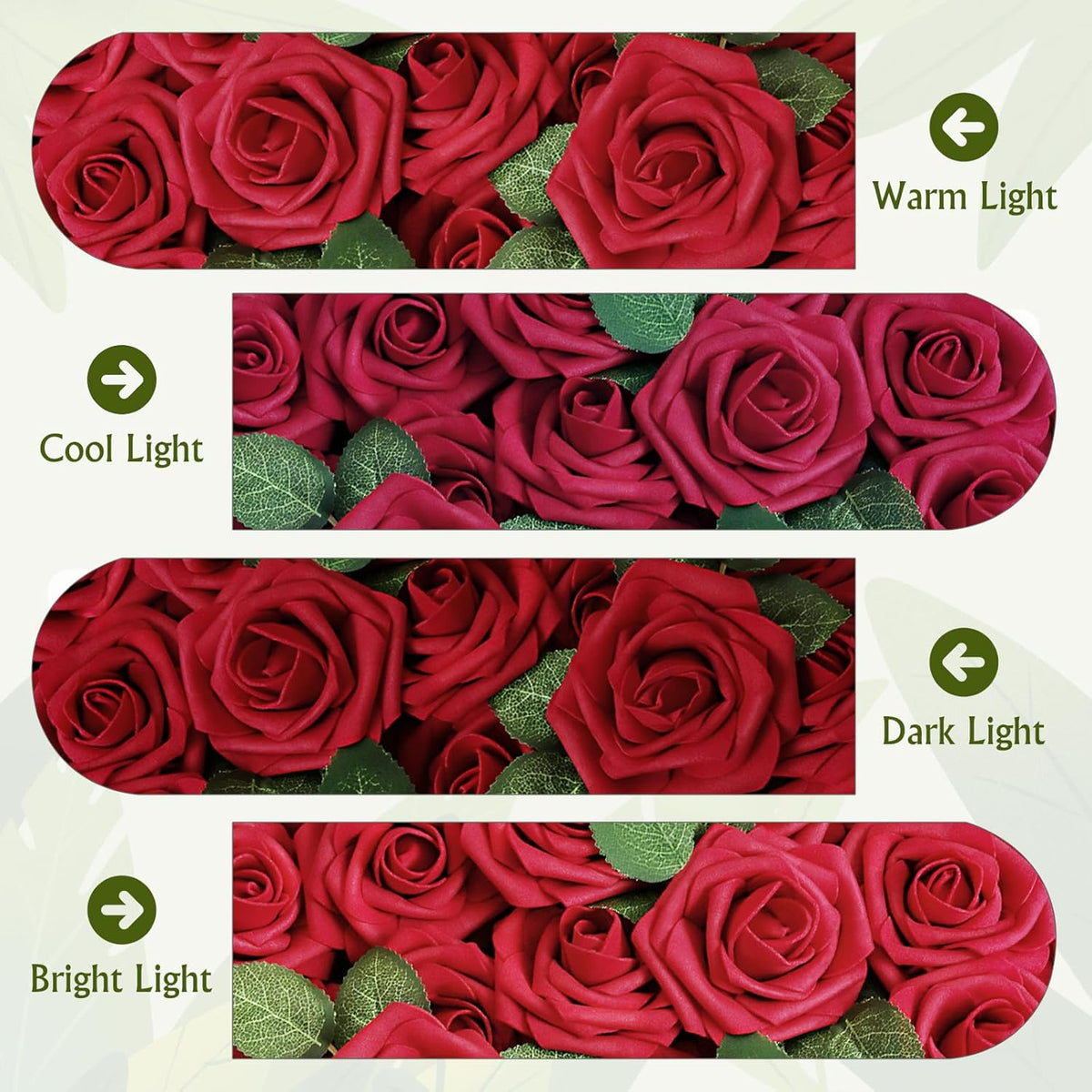 AmyHomie Artificial Flower Dark Red Rose 25pcs Real Looking Fake Roses w/Stem for DIY Wedding
