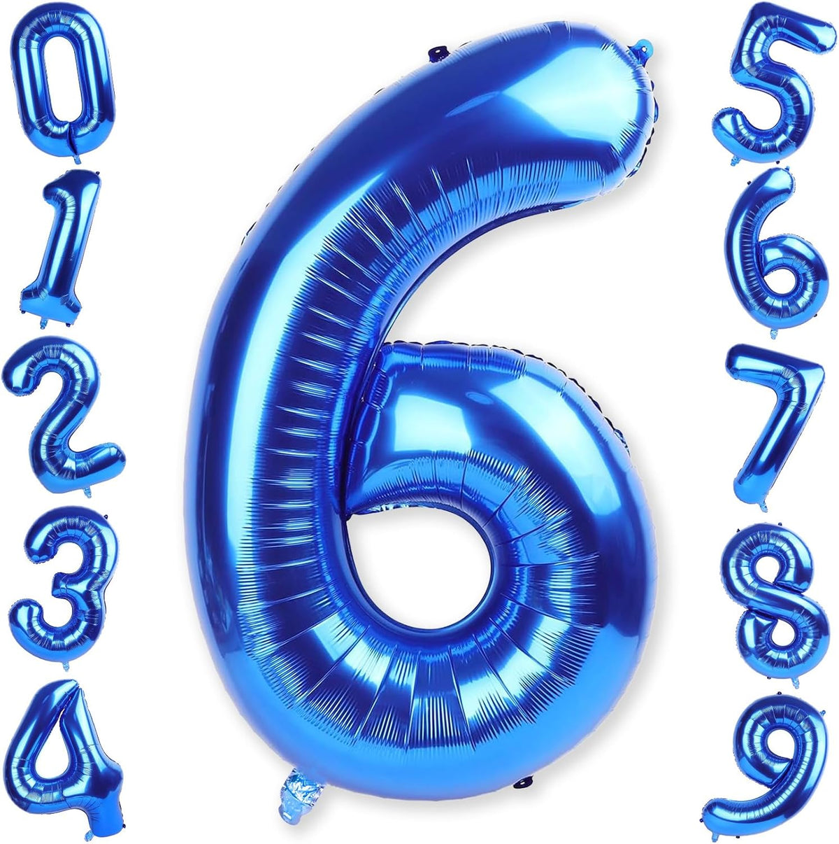 Navy Blue Number Balloons 6, 40inch Large Dark Royal Blue Digital 6 Foil Mylar Helium Balloon for