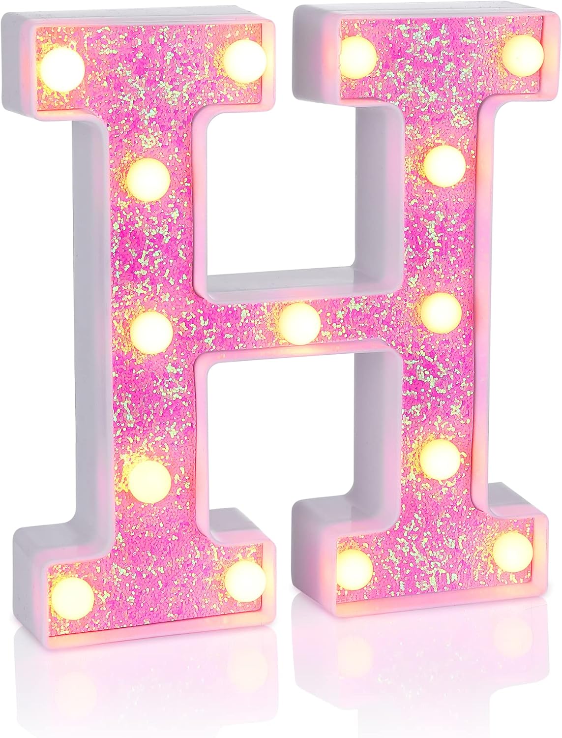 Foaky Pink Light up Letters，Pink Party Decorations,Girls Room Decor,Glitter Light Up