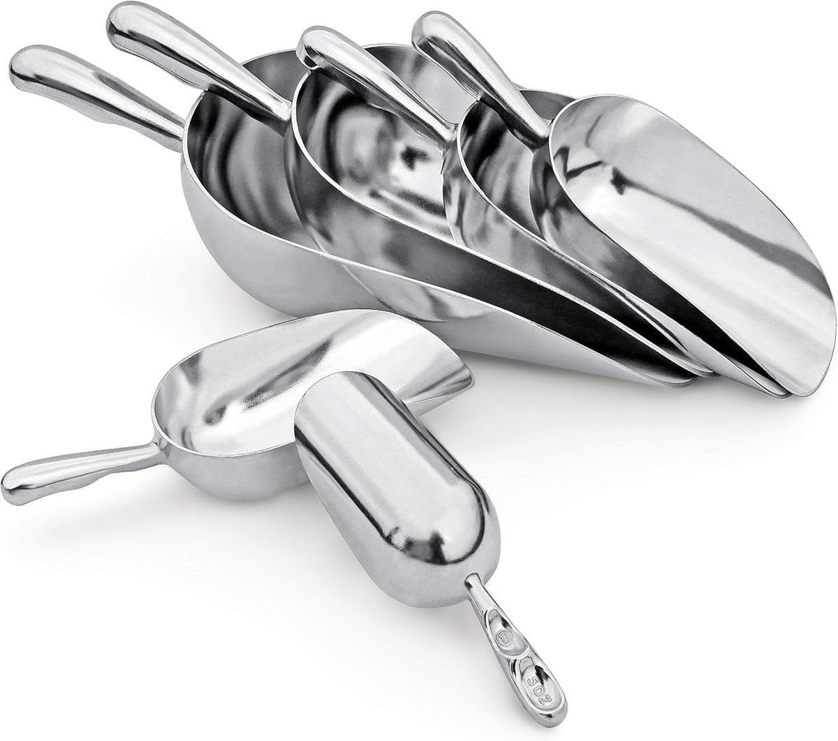 New Star Foodservice 34523 One-Piece Cast Aluminum Round Bottom Bar Ice Flour Utility Scoop
