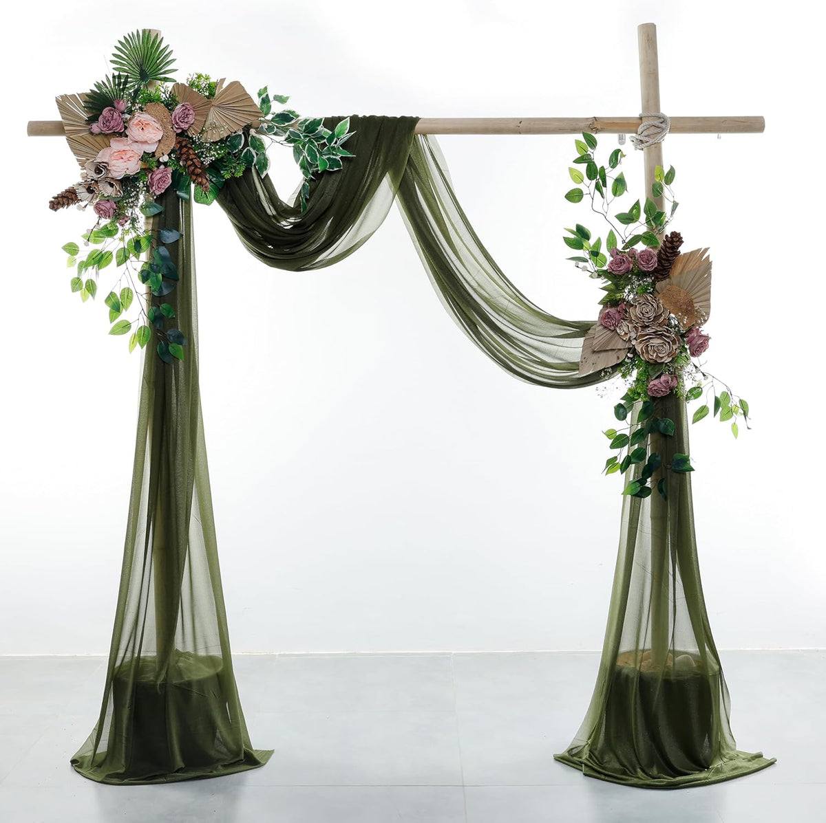 VDS Pack of 4 Panel (30 Inch X 20 Feet) Wedding Arch Draping Fabric Sheer Chiffon Fabric Drapery