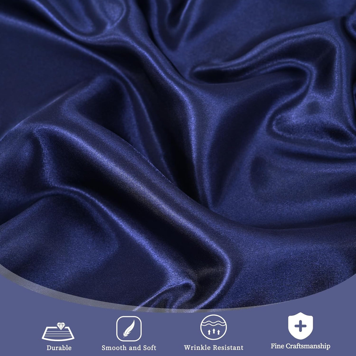 fani 6 Pack 120 Inch Navy Blue Satin Tablecloth - Premium Bright Silky Round Tablecloth Overlay