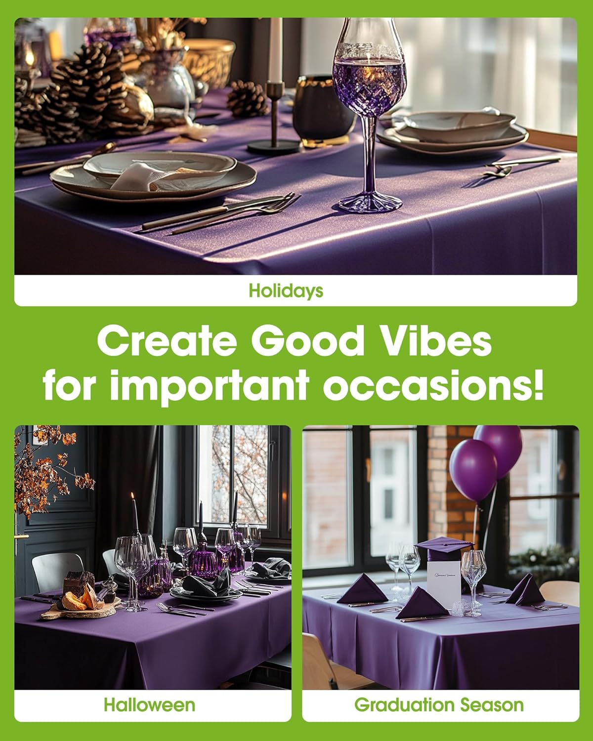 Pureegg Plastic Table Cloth Disposable 10 Pack, 54 x 108 Inch Table Cloths, Halloween Party
