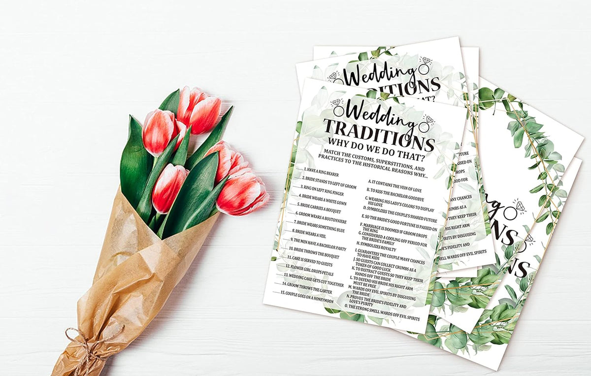 Bridal Shower Game Cards, Wedding Traditions Game, Tropical Jungle Theme Engagement Party Cards For