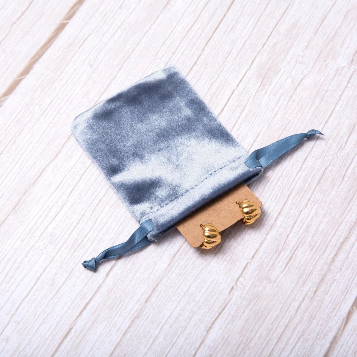 QIANF 12pcs Dusty Blue Velvet Drawstring Bags 3x4 inches Glossy Small Velvet Cloth Gift Bags