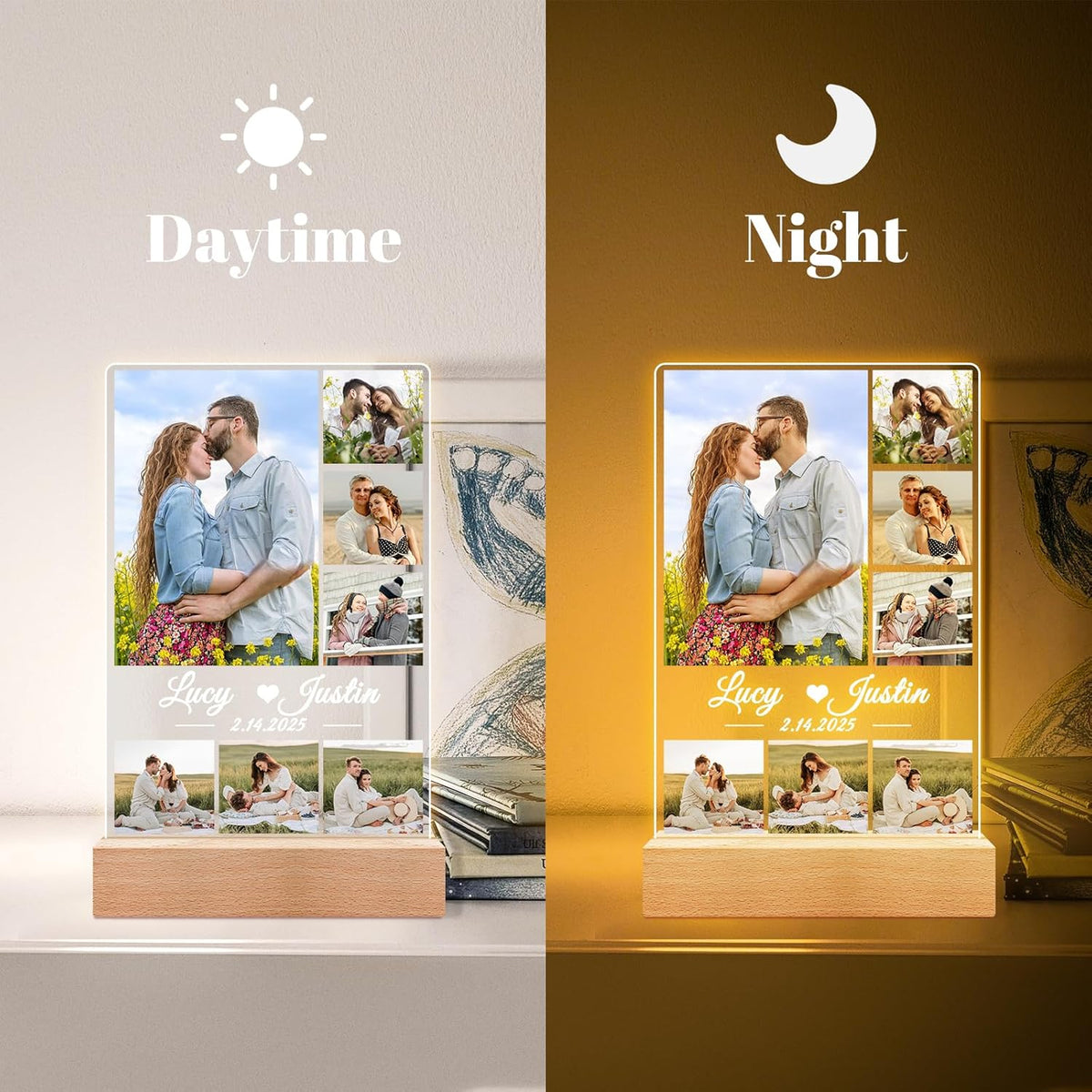 Personalized Anniversary Birthday Gifts for Women and Men, Custom Picture Frames with Photos