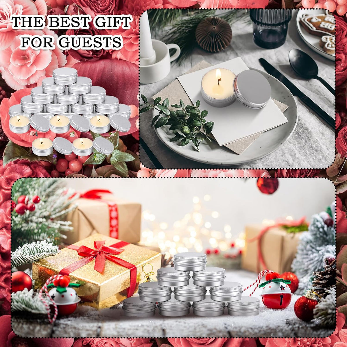 MTLEE 50 Pcs Wedding Scented Candles Gift Travel Tin Candle Aromatherapy Candle for Christmas