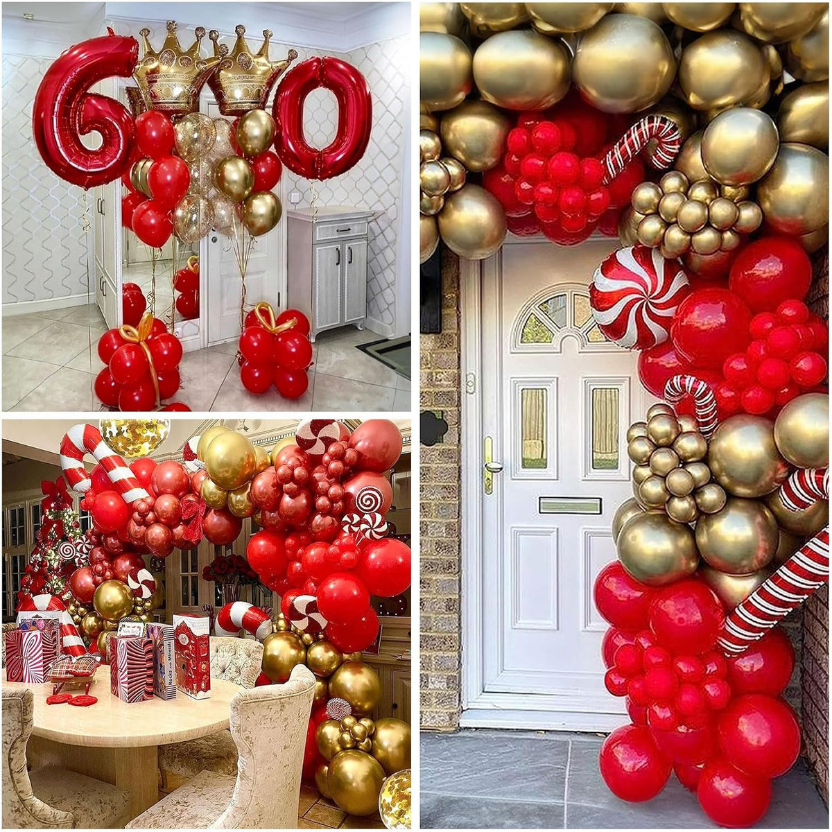Red and Gold Balloon, 60 Pack 12 Inch Different Shades Red Party Balloons, Dark Red and Metallic