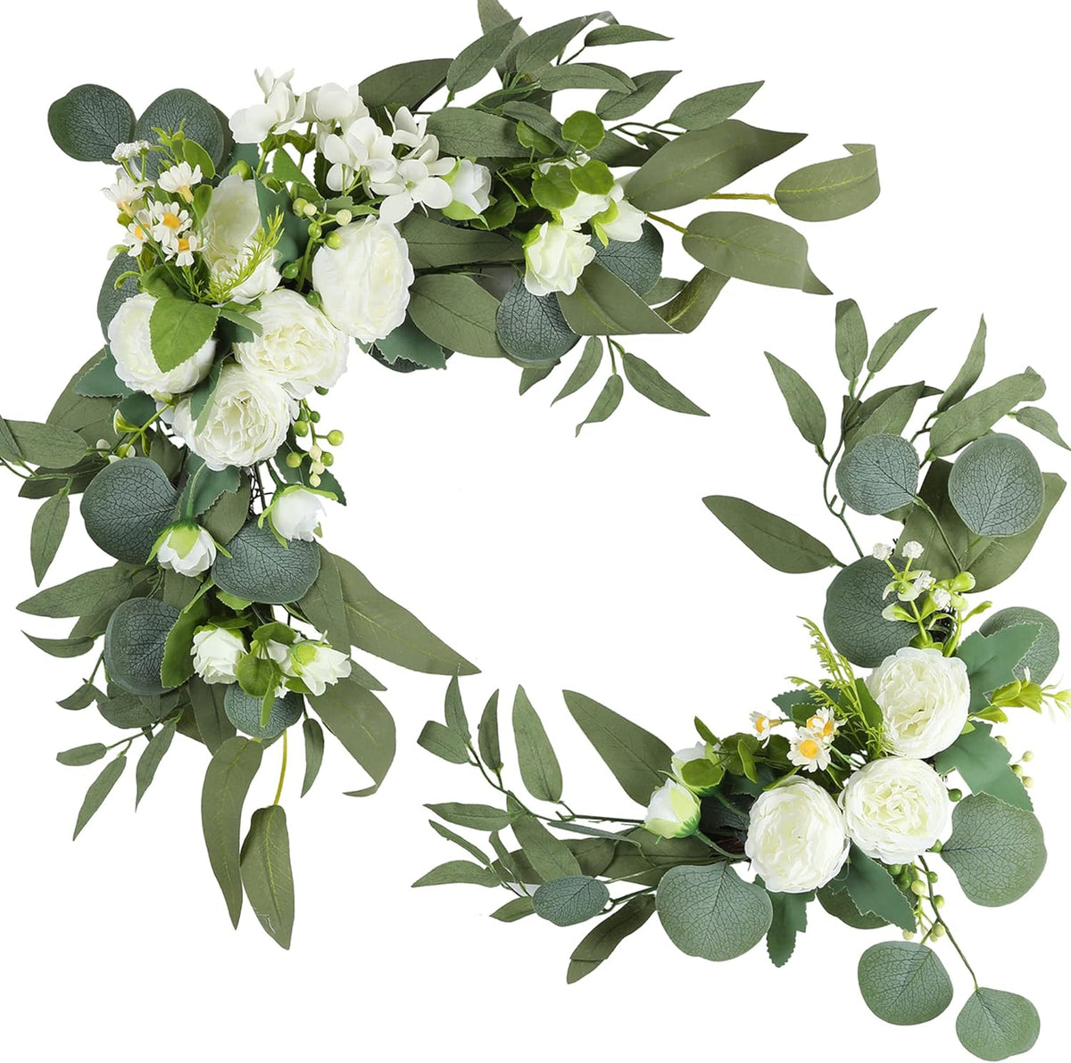 H&W 2pcs Artificial Wedding Arch Flowers for Wedding Sign, Floral Swag Dusty Decor for Reception