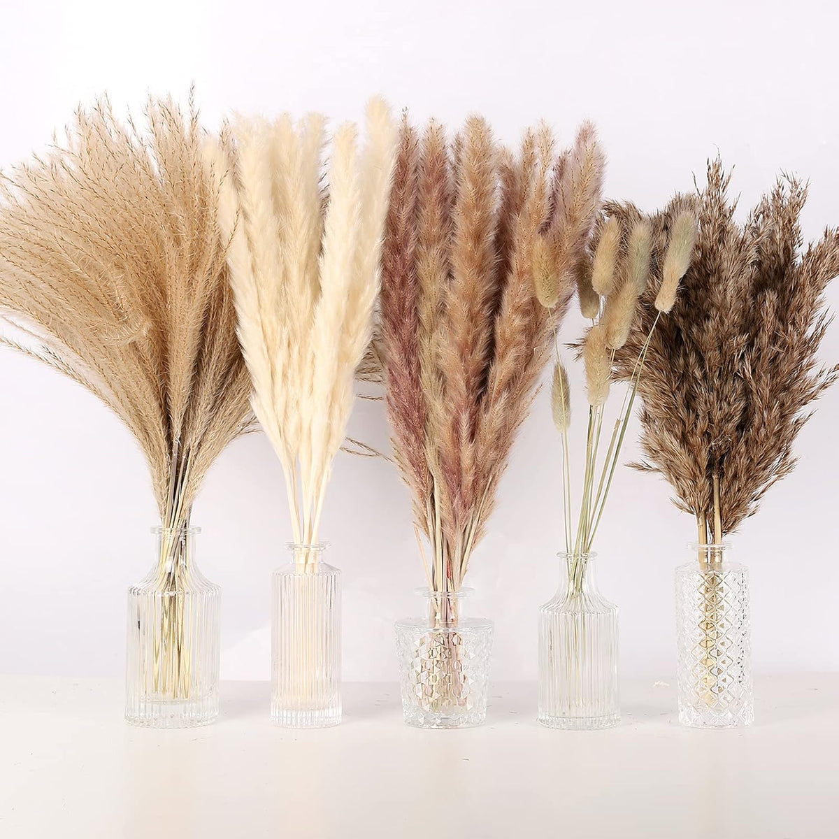 N&T NETING 75Pcs Pampas Grass Decor-10Pcs White Pampas Grass, 20Pcs Brown Pampas, 10Pcs Bunny Tail