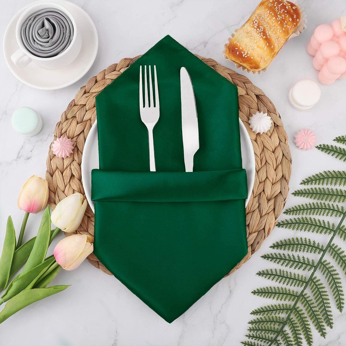 Aneco 24 Pieces Satin Napkin Square 20 x 20 Inches Dinner Napkins Weddings Party Napkin Soft Table