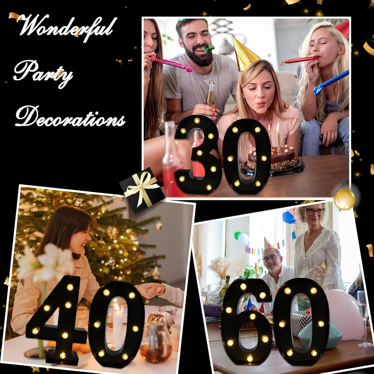 LED Marquee Numbers, 8.58 Inch Led Light Up Numbers for Party, Small Light Up Letters, Battery