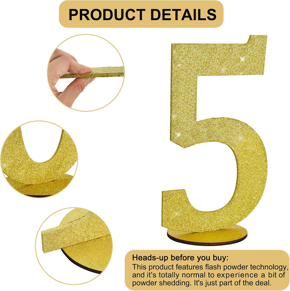TONIFUL 11.8 Inch Gold Glitter Numbers Table Centerpieces 0-9 Birthday Party Decorations,Shining